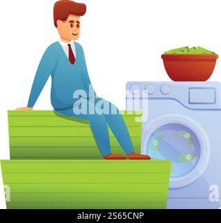 Laundering money icon. Cartoon of laundering money vector icon for web design isolated on white background. Laundering money icon, cartoon style Stock Vector