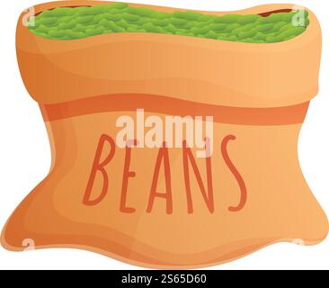 Bag of green peas icon. Cartoon of bag of green peas vector icon for web design isolated on white background. Bag of green peas icon, cartoon style Stock Vector