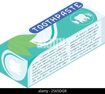 Toothpaste package icon. Isometric of toothpaste package vector icon for web design isolated on white background. Toothpaste package icon, isometric style Stock Vector