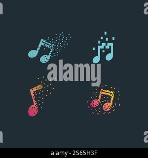 Pixel music note tyechnology logo vector design Stock Vector Image ...