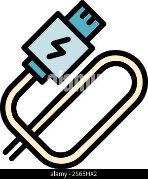 Electronic cigarette usb cable icon. Outline electronic cigarette usb cable vector icon for web design isolated on white background. Electronic cigarette usb cable icon, outline style Stock Vector