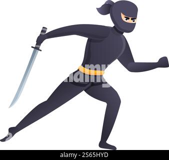 Running samurai icon. Cartoon of running samurai vector icon for web ...