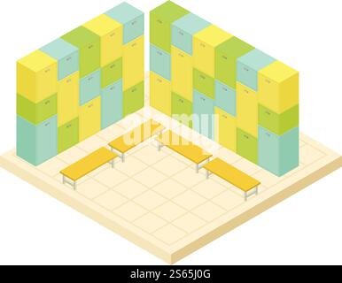 Locker room icon. Isometric of locker room vector icon for web design isolated on white background. Locker room icon, isometric style Stock Vector