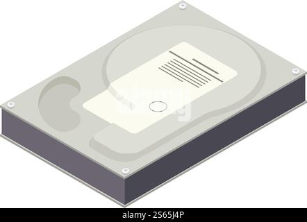 Hard disk icon. Isometric of hard disk vector icon for web design isolated on white background. Hard disk icon, isometric style Stock Vector