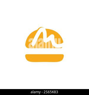 Letter M Burger vector logo design. Burger cafe logo. Stock Vector
