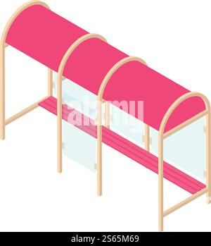 Bus stop icon. Isometric of bus stop vector icon for web design isolated on white background. Bus stop icon, isometric style Stock Vector