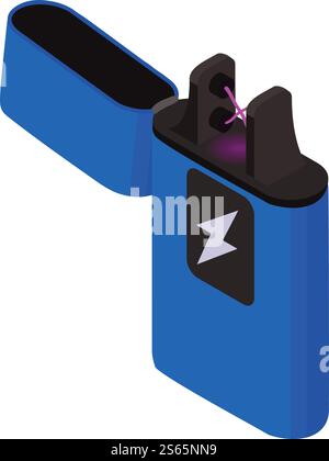 Open cigarette lighter icon. Isometric of open cigarette lighter vector icon for web design isolated on white background. Open cigarette lighter icon, isometric style Stock Vector