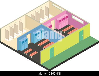 Changing sport room icon. Isometric of changing sport room vector icon for web design isolated on white background. Changing sport room icon, isometric style Stock Vector