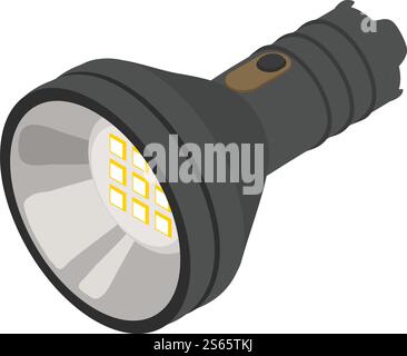 Led flashlight icon. Isometric of led flashlight vector icon for web design isolated on white background. Led flashlight icon, isometric style Stock Vector