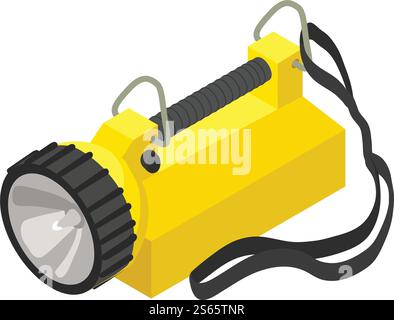 Rescue flashlight icon. Isometric of rescue flashlight vector icon for web design isolated on white background. Rescue flashlight icon, isometric style Stock Vector