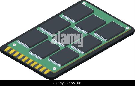 SSD disk icon. Isometric of SSD disk vector icon for web design isolated on white background. SSD disk icon, isometric style Stock Vector