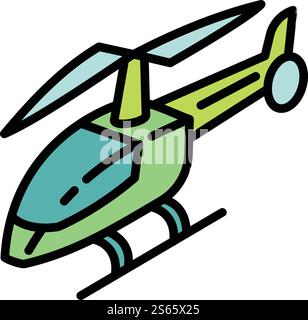 Military helicopter icon. Outline military helicopter vector icon for web design isolated on white background. Military helicopter icon, outline style Stock Vector