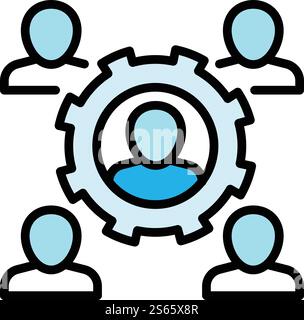 Gear system cohesion icon. Outline gear system cohesion vector icon for web design isolated on white background. Gear system cohesion icon, outline style Stock Vector