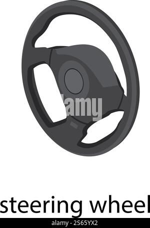 Steering wheel icon. Isometric of steering wheel vector icon for web design isolated on white background. Steering wheel icon, isometric style Stock Vector
