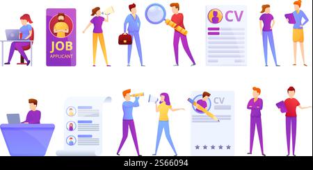 Headhunter icons set. Cartoon set of headhunter vector icons for web design. Headhunter icons set, cartoon style Stock Vector