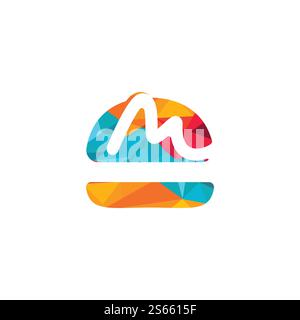 Letter M Burger vector logo design. Burger cafe logo. Stock Vector