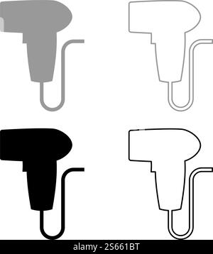 Hand scanner barcode held icon outline set black grey color vector illustration flat style simple image. Hand scanner barcode held icon outline set black grey color vector illustration flat style image Stock Vector