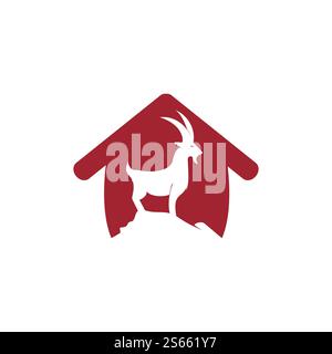 Goat home Logo Template vector design. A beard goat logo concept. Stock Vector