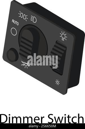 Dimmer switch icon. Isometric of dimmer switch vector icon for web design isolated on white background. Dimmer switch icon, isometric style Stock Vector