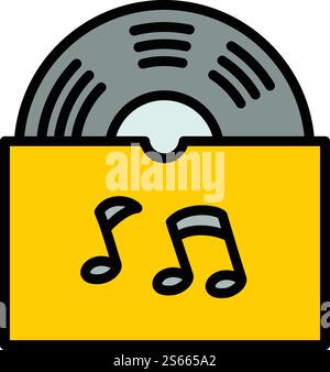 Vinyl disc icon. Outline vinyl disc vector icon for web design isolated on white background. Vinyl disc icon, outline style Stock Vector