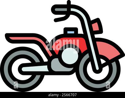 Red motorbike icon. Outline red motorbike vector icon for web design isolated on white background. Red motorbike icon, outline style Stock Vector