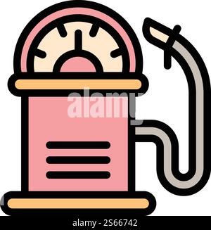 Old fuel station icon. Outline old fuel station vector icon for web design isolated on white background. Old fuel station icon, outline style Stock Vector