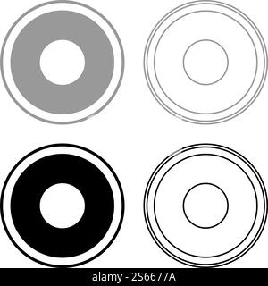 Electric symbol type cooking surfaces sign utensil destination panel icon outline set black grey color vector illustration flat style simple image. Electric symbol type cooking surfaces sign utensil destination panel icon outline set black grey color vector illustration flat style image Stock Vector