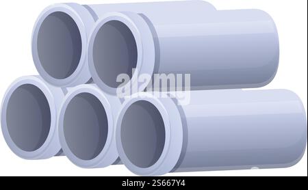 Metal pipes icon. Cartoon of metal pipes vector icon for web design isolated on white background. Metal pipes icon, cartoon style Stock Vector