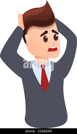 Businessman stress icon. Cartoon of businessman stress vector icon for web design isolated on white background. Businessman stress icon, cartoon style Stock Vector