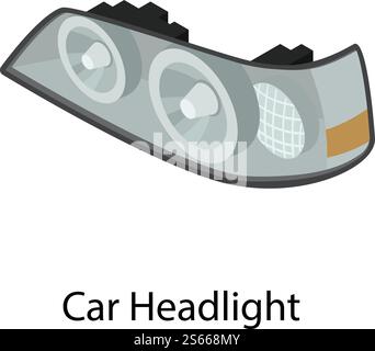 Car headlight icon. Isometric of car headlight vector icon for web design isolated on white background. Car headlight icon, isometric style Stock Vector