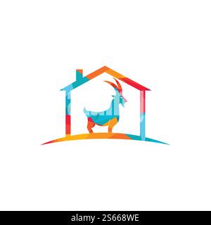 Goat home Logo Template vector design. A beard goat logo concept. Stock Vector