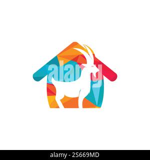 Goat home Logo Template vector design. A beard goat logo concept. Stock Vector