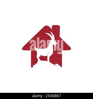 Goat home Logo Template vector design. A beard goat logo concept. Stock Vector