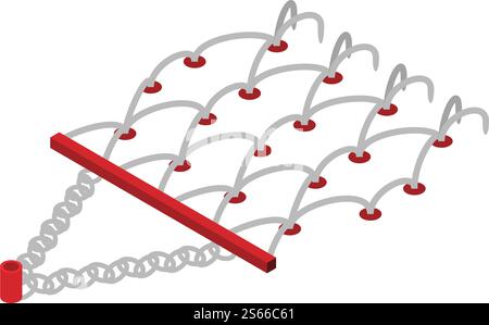 Wire tractor trailer icon. Isometric of wire tractor trailer vector icon for web design isolated on white background. Wire tractor trailer icon, isometric style Stock Vector