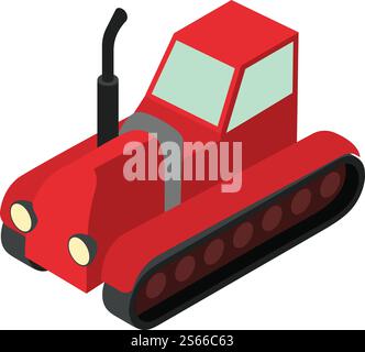 Tractor excavator icon. Isometric of tractor excavator vector icon for web design isolated on white background. Tractor excavator icon, isometric style Stock Vector