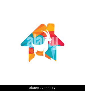 Goat home Logo Template vector design. A beard goat logo concept. Stock Vector