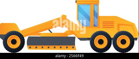 Road grader machine icon. Cartoon of road grader machine vector icon for web design isolated on white background. Road grader machine icon, cartoon style Stock Vector