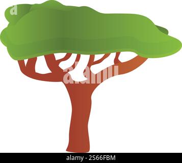Safari tree icon. Cartoon of safari tree vector icon for web design isolated on white background. Safari tree icon, cartoon style Stock Vector