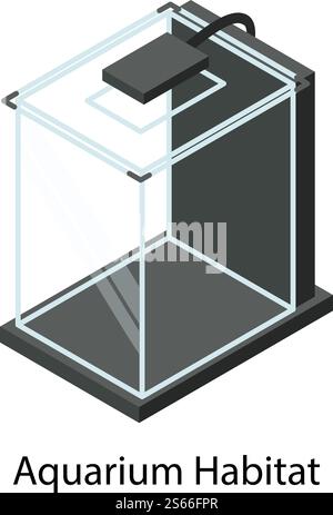 Home aquarium habitat icon. Isometric of home aquarium habitat vector icon for web design isolated on white background. Home aquarium habitat icon, isometric style Stock Vector