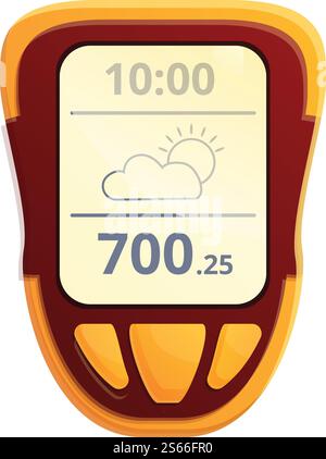 Digital barometer icon. Cartoon of digital barometer vector icon for web design isolated on white background. Digital barometer icon, cartoon style Stock Vector