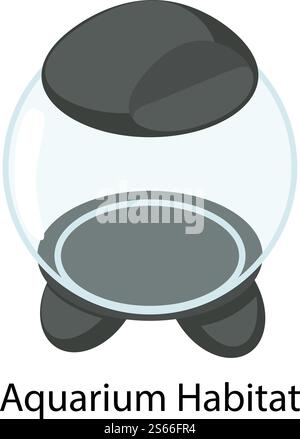Round aquarium habitat icon. Isometric of round aquarium habitat vector icon for web design isolated on white background. Round aquarium habitat icon, isometric style Stock Vector