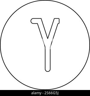 Gamma greek symbol small letter lowercase font icon in circle round outline black color vector illustration flat style simple image. Gamma greek symbol small letter lowercase font icon in circle round outline black color vector illustration flat style image Stock Vector