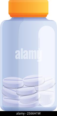 Capsule plastic jar icon. Cartoon of capsule plastic jar vector icon for web design isolated on white background. Capsule plastic jar icon, cartoon style Stock Vector