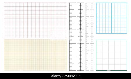 Metric Graph Paper And Corner Ruler Set Vector. Collection Of Measure Paper 1 Mm Millimeter Grid Accented Every Centimeter. Engineer Drafting Technical Project Precise Tool Template Illustrations. Metric Graph Paper And Corner Ruler Set Vector Stock Vector