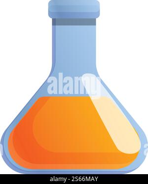 Biohazard flask icon. Cartoon of biohazard flask vector icon for web design isolated on white background. Biohazard flask icon, cartoon style Stock Vector
