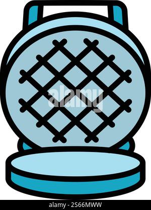 Round waffle-iron icon. Outline round waffle-iron vector icon for web design isolated on white background. Round waffle-iron icon, outline style Stock Vector