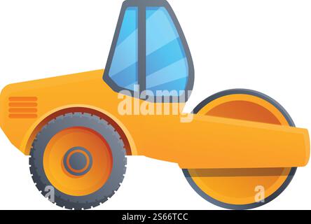 Modern road roller icon. Cartoon of modern road roller vector icon for web design isolated on white background. Modern road roller icon, cartoon style Stock Vector