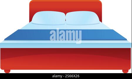 Hotel king bed icon. Cartoon of hotel king bed vector icon for web design isolated on white background. Hotel king bed icon, cartoon style Stock Vector