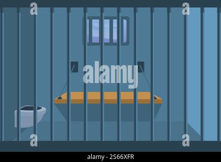 Empty prison room icon. Cartoon of empty prison room vector icon for web design isolated on white background. Empty prison room icon, cartoon style Stock Vector