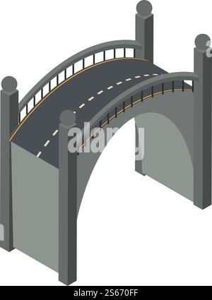 Modern bridge icon. Isometric of modern bridge vector icon for web design isolated on white background. Modern bridge icon, isometric style Stock Vector